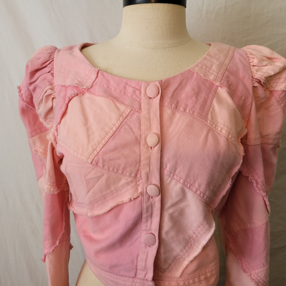 Loveshackfancy Eleora Patchwork Cropped Cotton Ja… - image 4